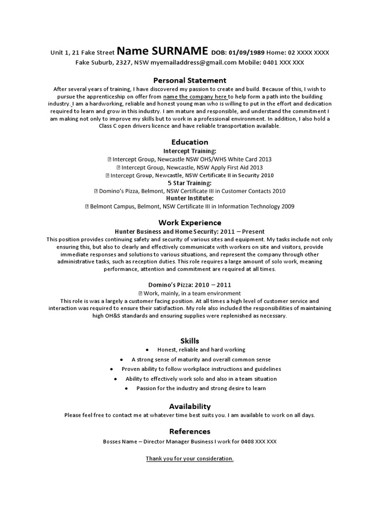 Personal Statement for Job Application | PDF