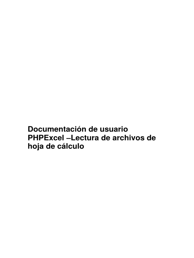 Documentación de Usuario PHPExcel | PDF | Archivo de computadora | Xml