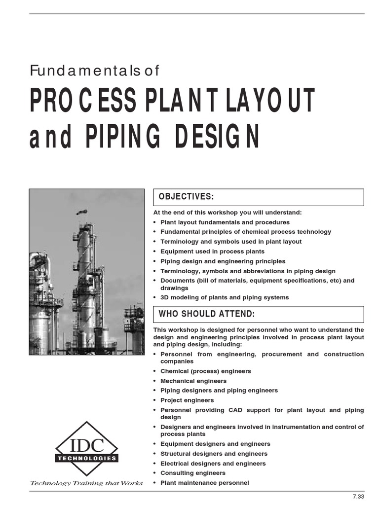 Fundamentals of Process Plant Layout and Piping Design Design Pipe (Fluid Conveyance)