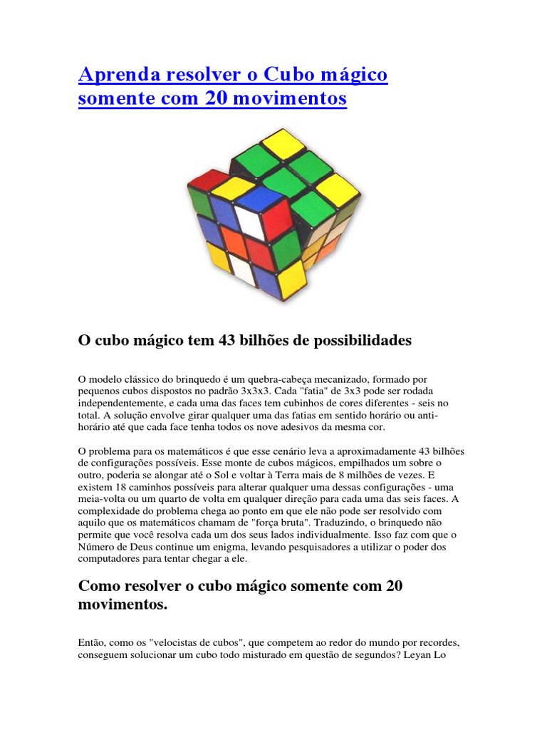 Aprenda a resolver o Cubo de Mágico
