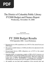 The District of Columbia Public Library FY2008 Budget and Finance Report