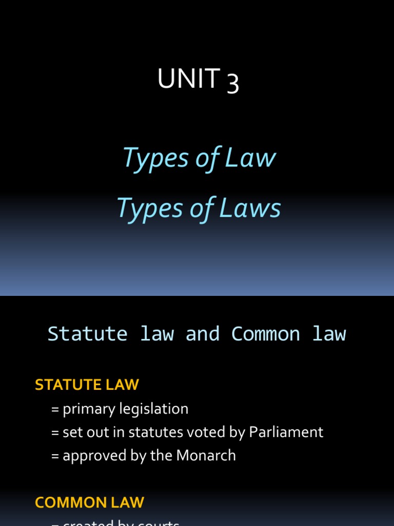 Unit 3 Types of Law Types of Laws PDF Parliament Of The United