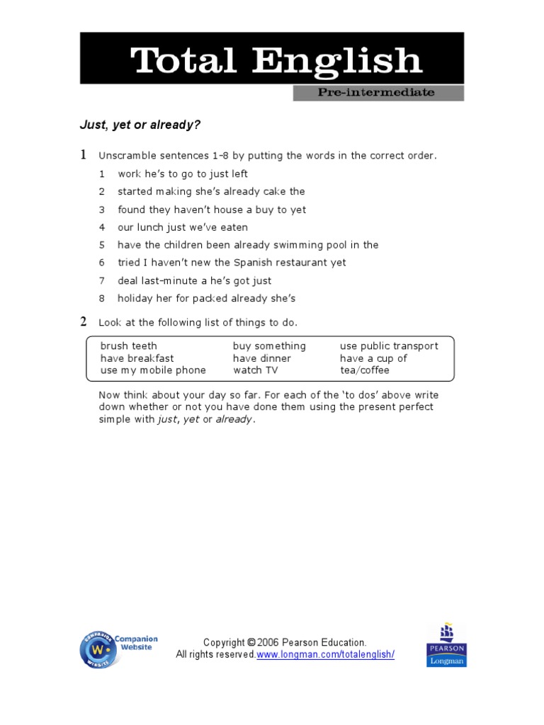 Just Yet Already Present Perfect | PDF