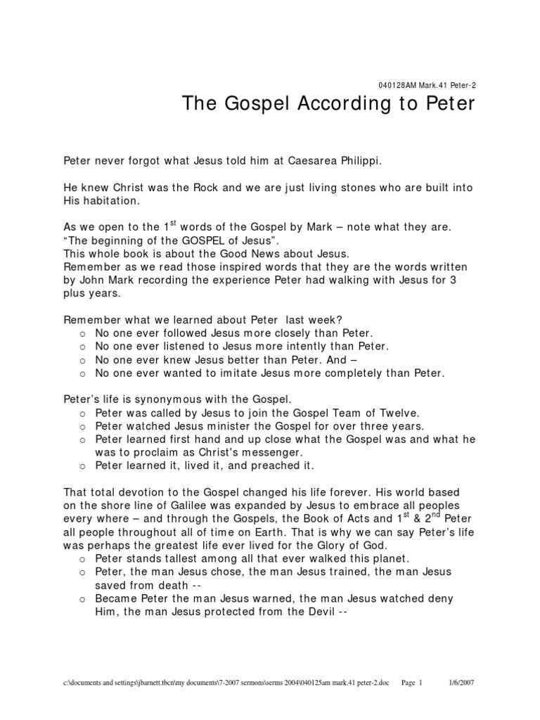 The Gospel According to Peter | PDF | Saint Peter | Acts Of The Apostles
