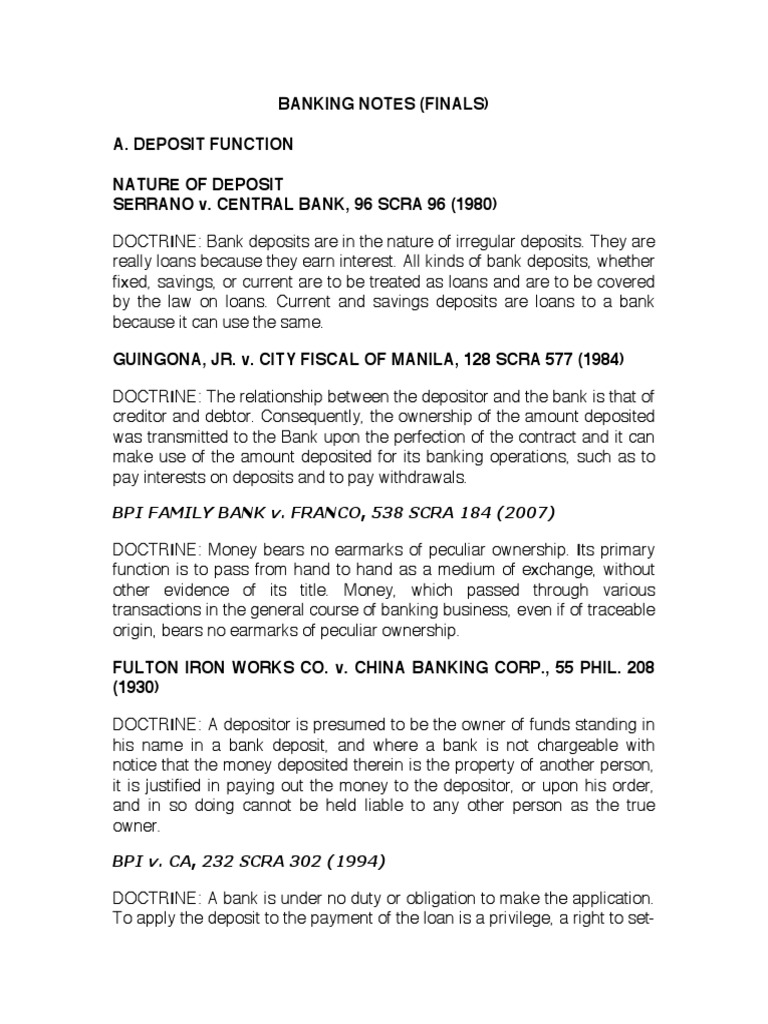 Banking Notes (Finals) | PDF