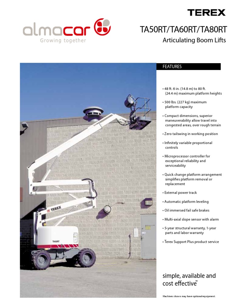 TA50RT/TA60RT/TA80RT: Articulating Boom Lifts | PDF | Vehicles ...