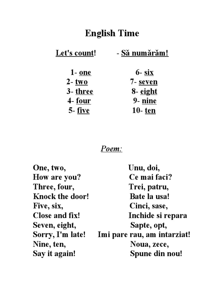Counting in English and Romanian | PDF