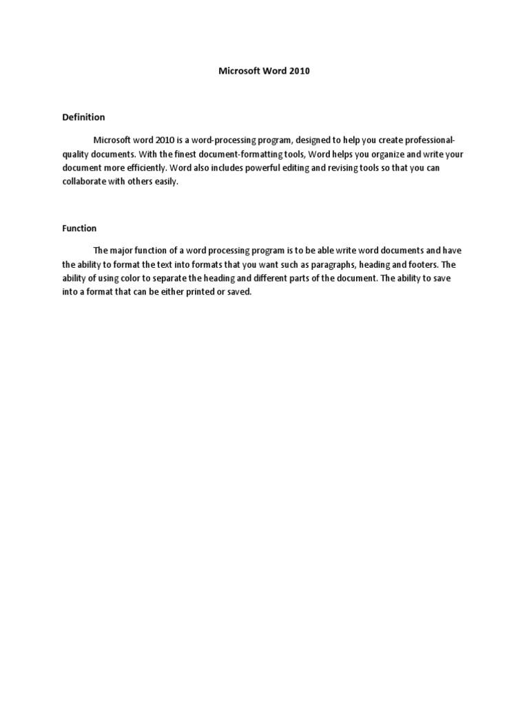 Microsoft Word 2010 Pdf Microsoft Word Word Processor