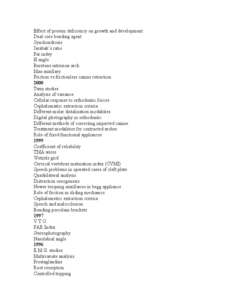 Old Question Papers PDF Orthodontics Dentistry Branches