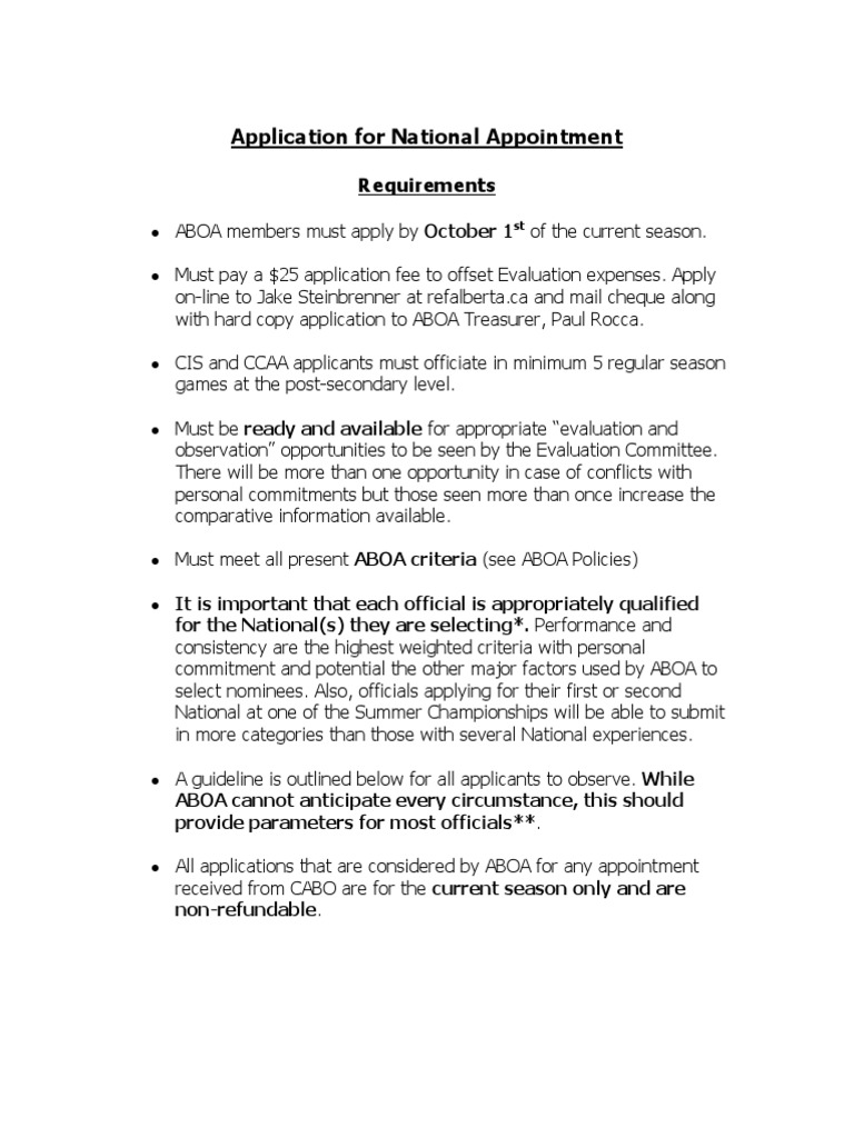 National Appointment Application Guide | PDF | Referee | Evaluation