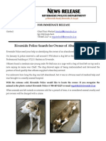 Ews Release: Riverside Police Search For Owner of Abandoned Dog