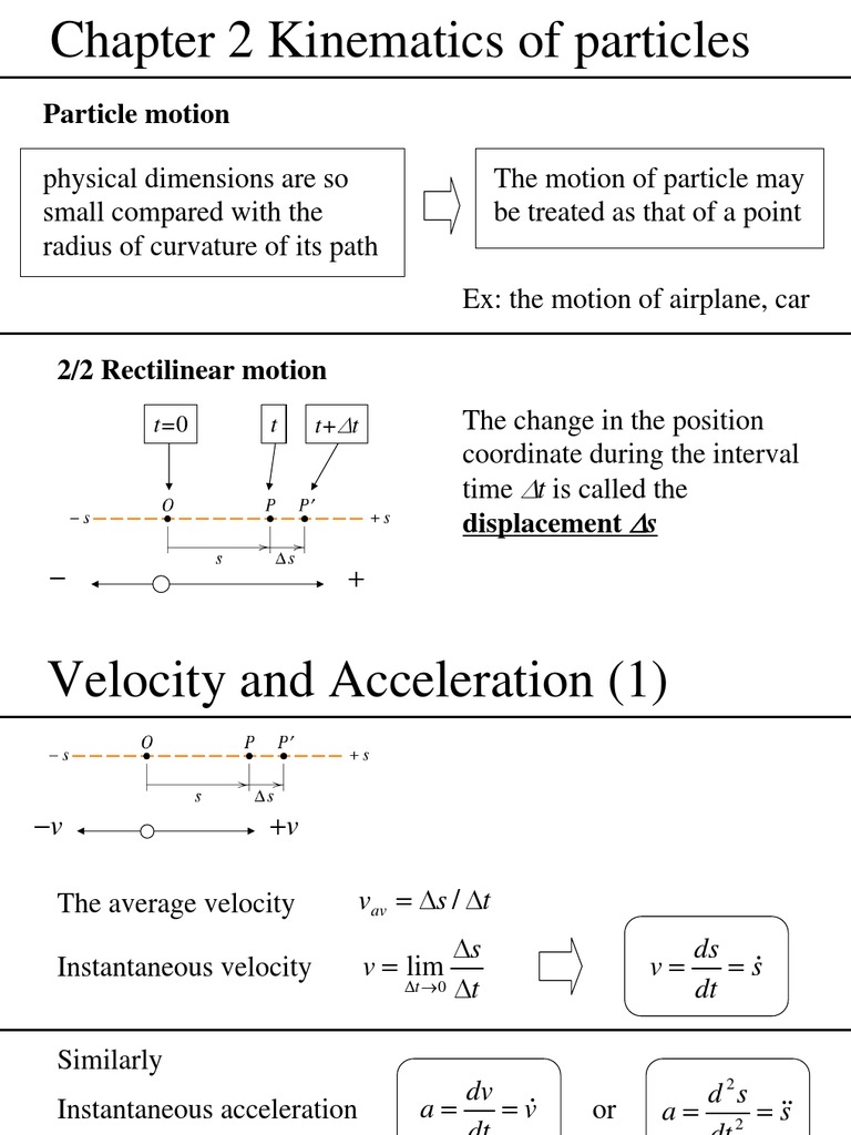 Chapter 2 1 Rectilinear Motion PDF Acceleration Velocity