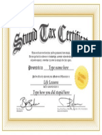 Stupid Tax Certificate SM