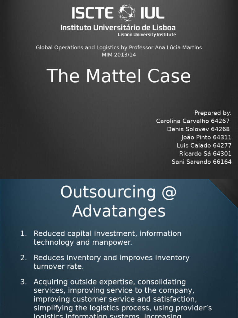 Presentation Mattel Supply Chain Management Pdf