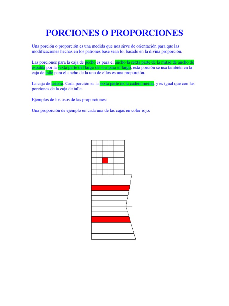 Porciones y Proporciones (Grupo de Confección Textil MSN) . | PDF ...
