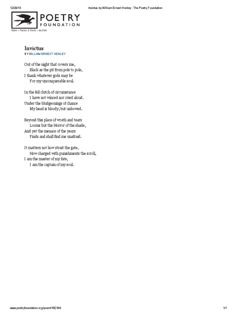 Invictus by William Ernest Henley | PDF