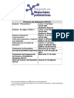Calendario Del Proceso de Admision-Materiales Polimericos 2013-II