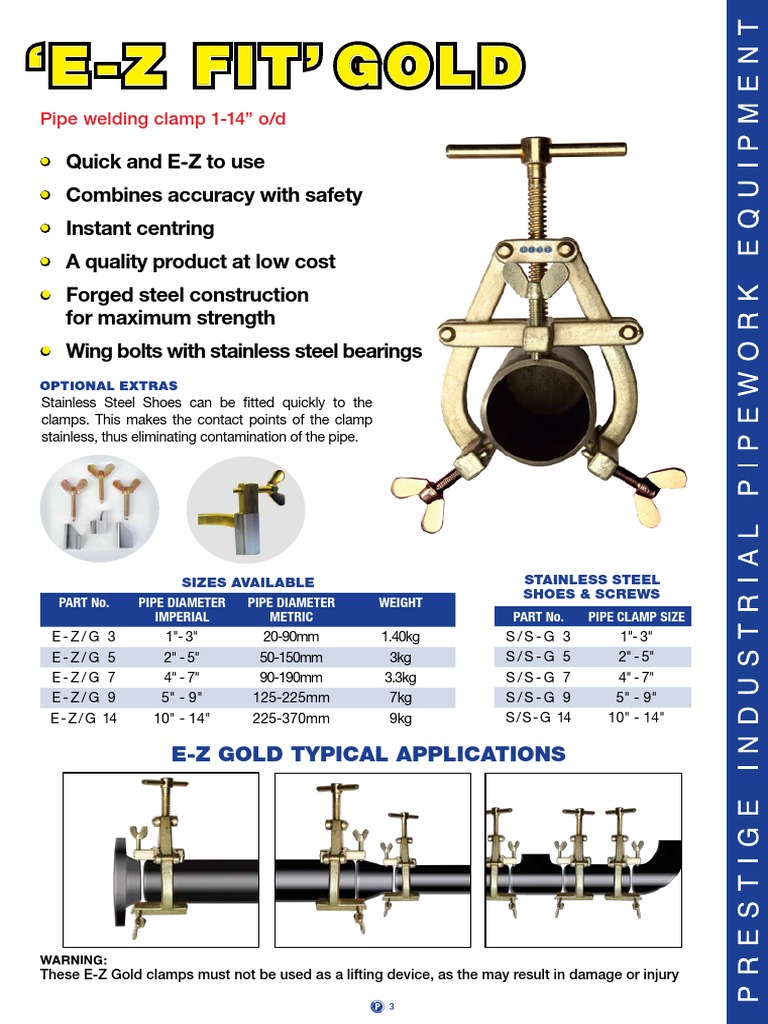 EZ Fit Gold Pipe Clamps PDF
