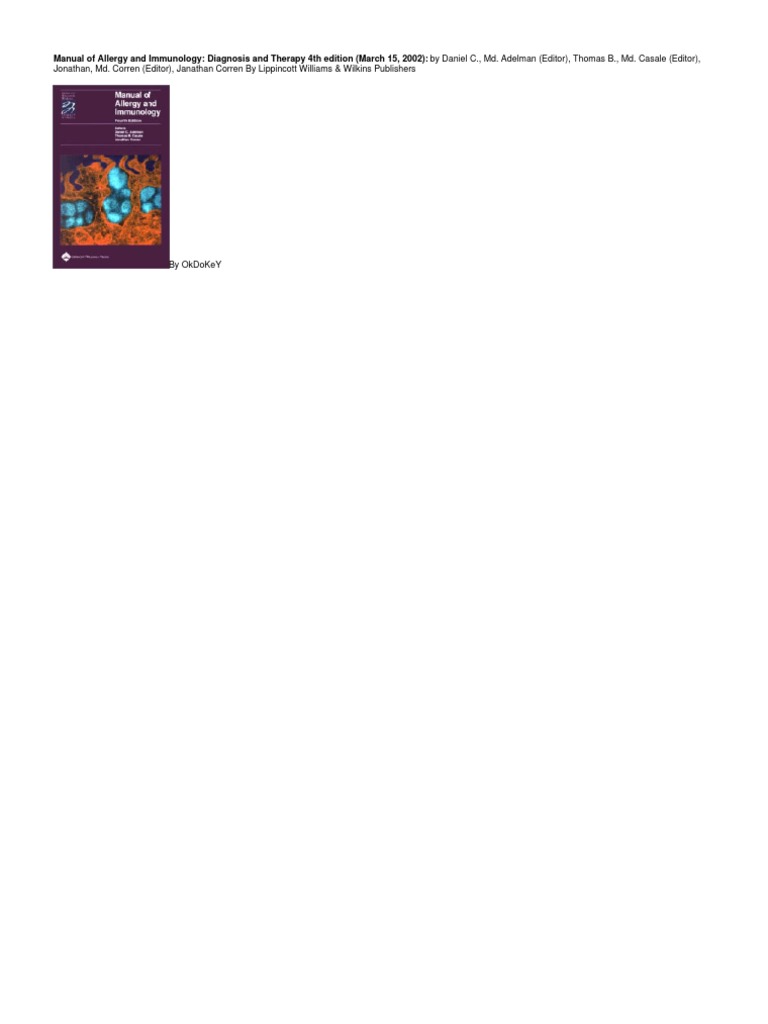 Biology Manual Of Allergy And Immunology Diagnosis And - 
