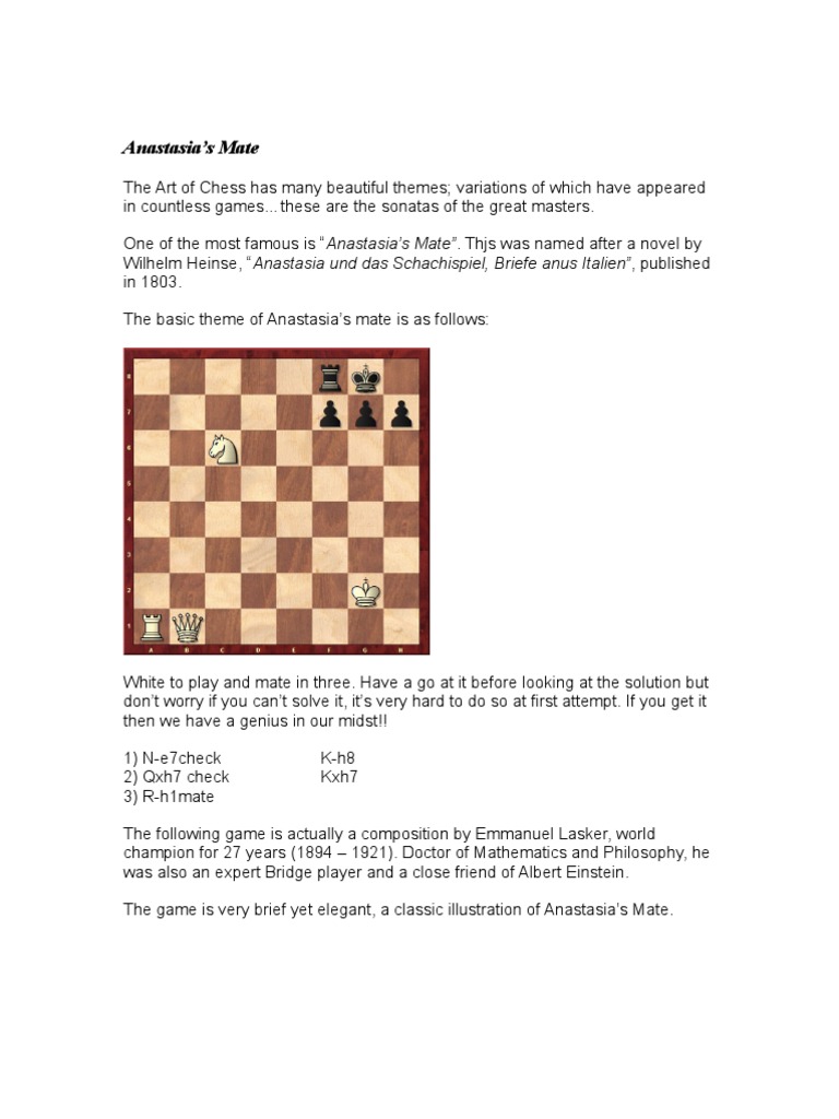 Anastasia's Mate Example and Solution