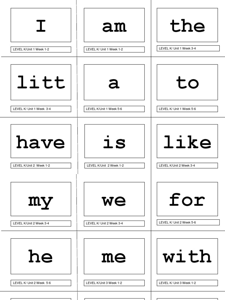 Kindergarten Reading Street Sight Word Flashcards Unit 1-3 | PDF