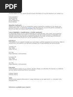 Resume Template Contact Information: Objective