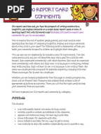 Report Card Comments Collection | Reading (Process)