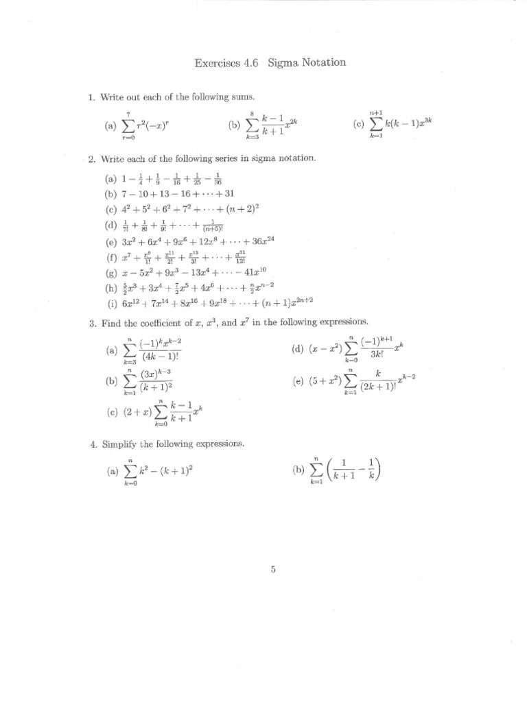 Contoh Soal Notasi Sigma