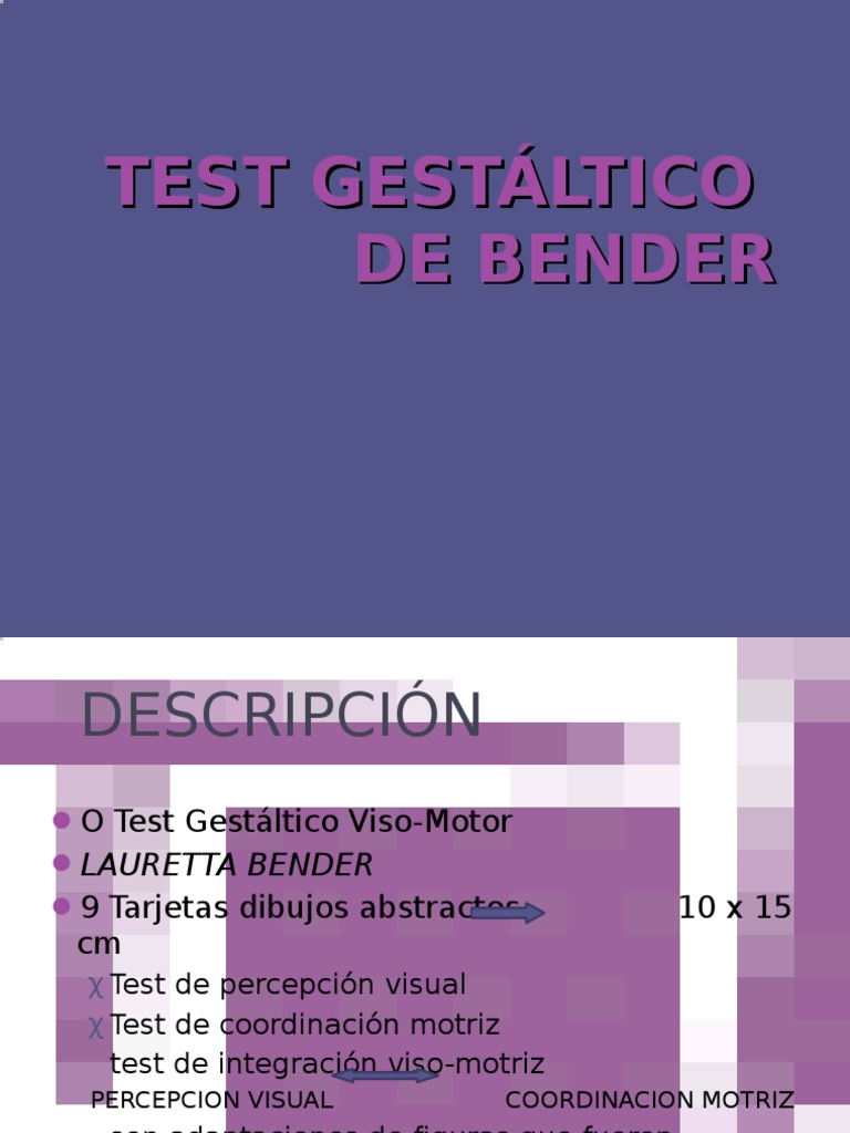 Test Gestaltico de Bender | Descargar gratis PDF | Sicología | Aprendizaje