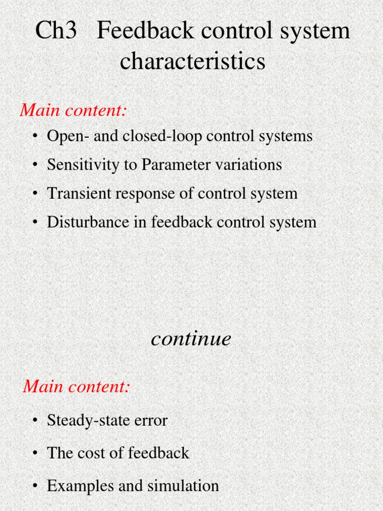 Ch3 Feedback Control System Characteristics: Main Content | PDF