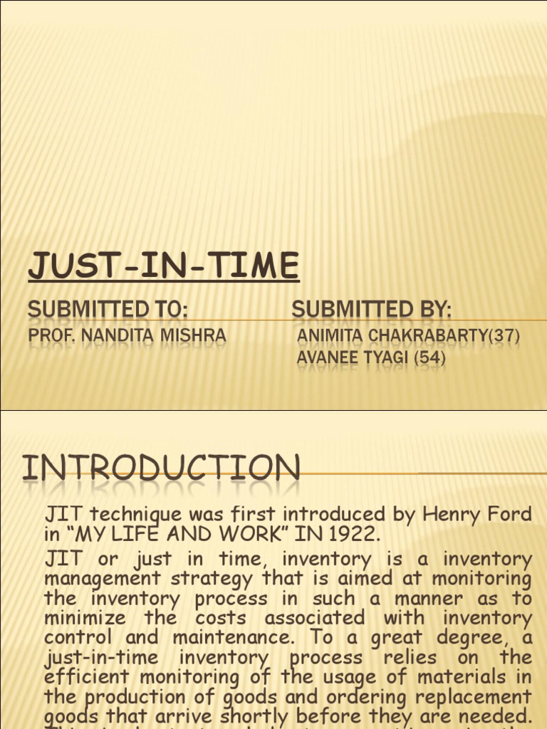 Just-in-Time Inventory Management Overview | PDF