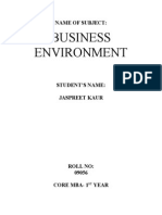 Business Environment: Name of Subject