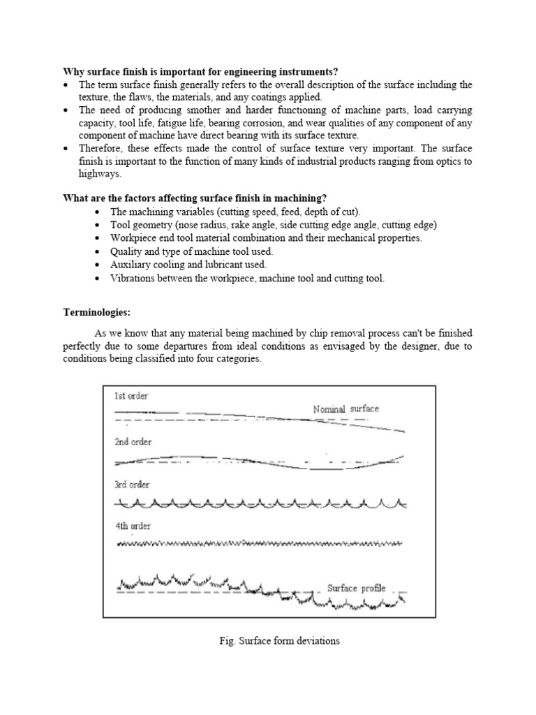 Understanding Surface Finish Terminology | PDF | Surface Roughness ...