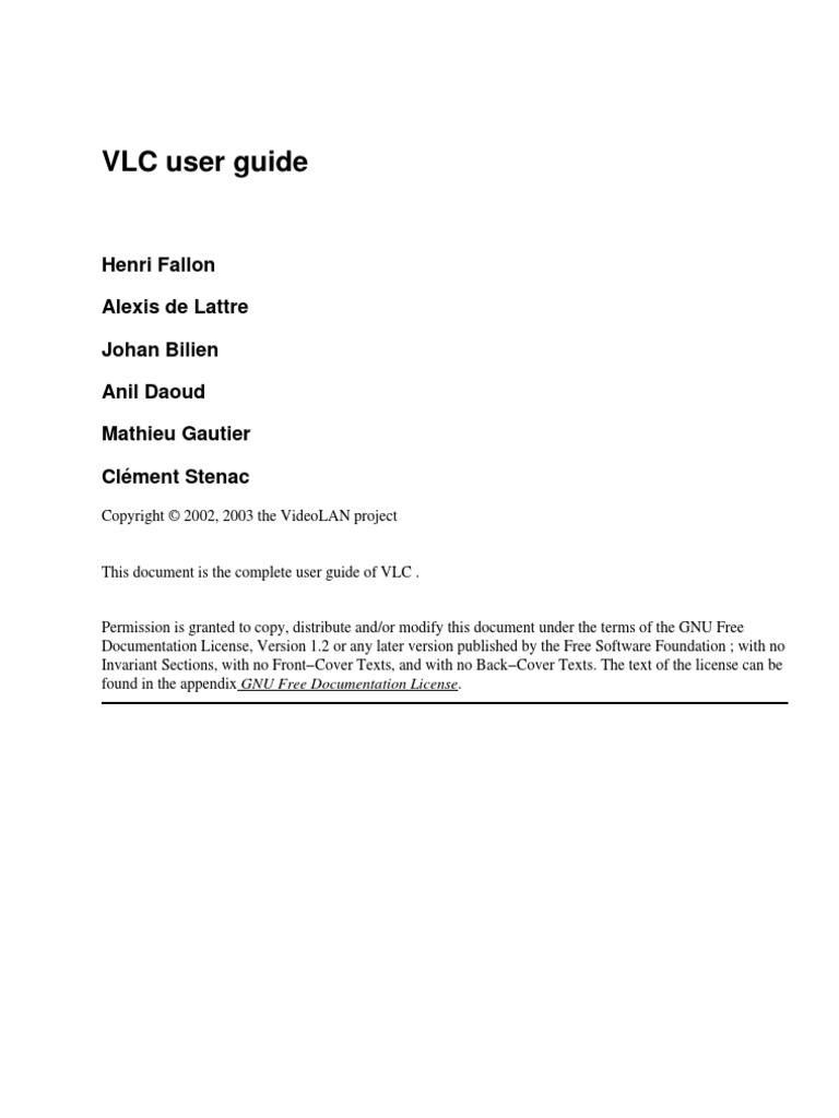 VLC (VideoLAN Client) User Guide | PDF