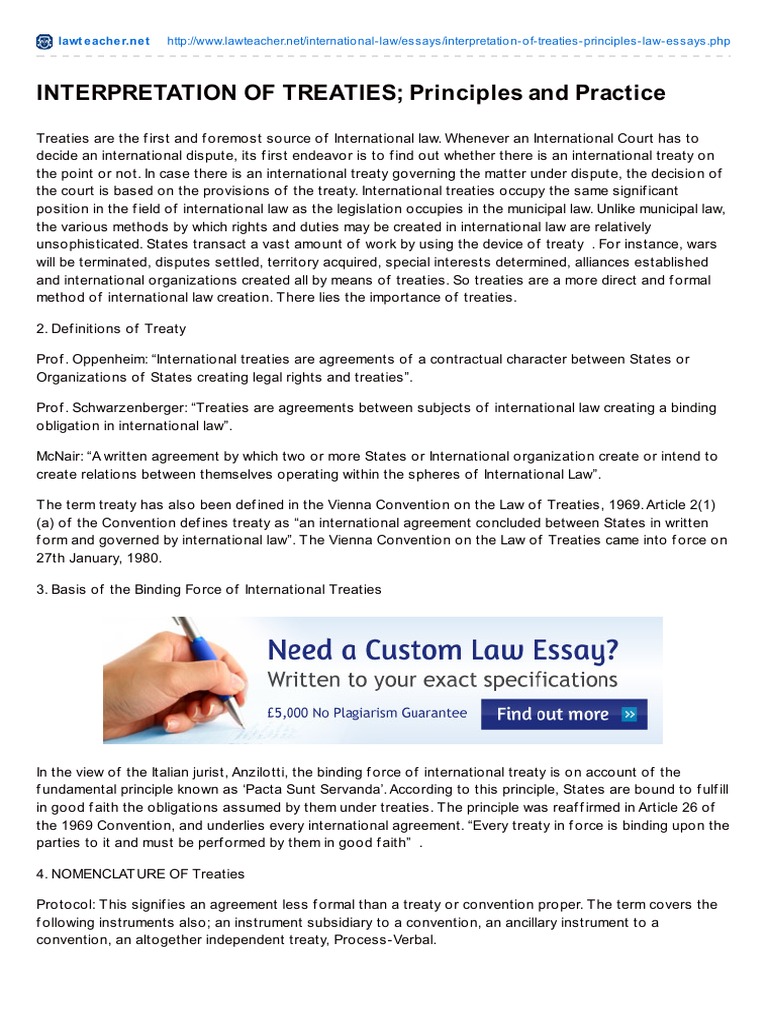 Principles of Treaty Interpretation | PDF | Sovereign State | Treaty