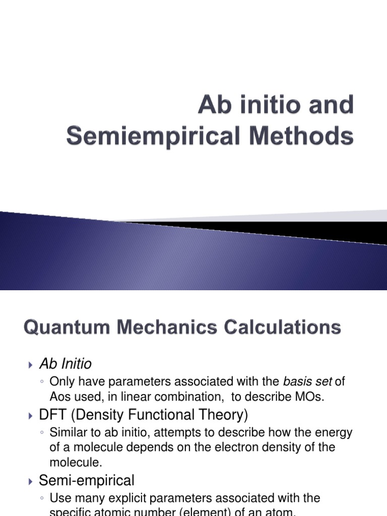 Ab Initio and Semiempirical Methods | PDF | Computational 