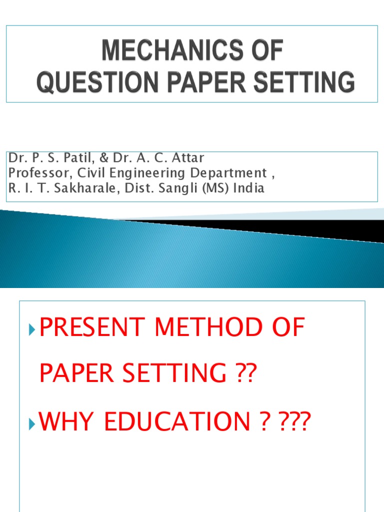 Rethinking Exam Paper Setting Methods | PDF | Educational Assessment ...