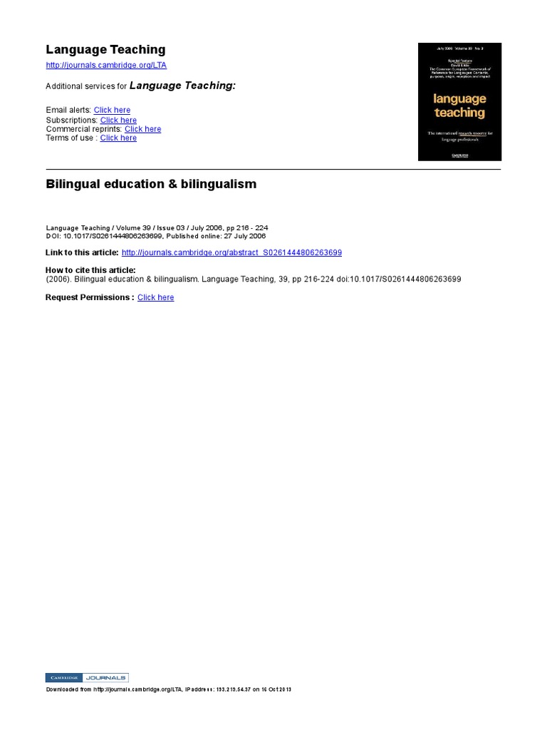 Bilingual Education & Bilingualism | PDF | Second Language ...