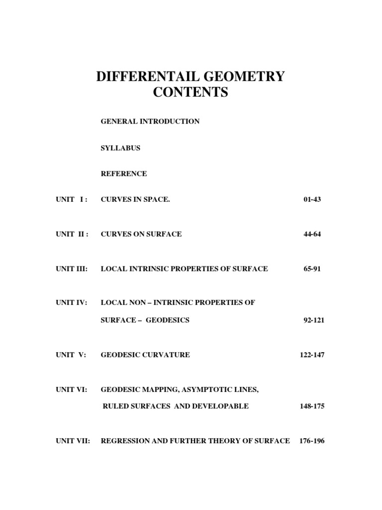 Differential Geometry | PDF | Curvature | Differential Geometry