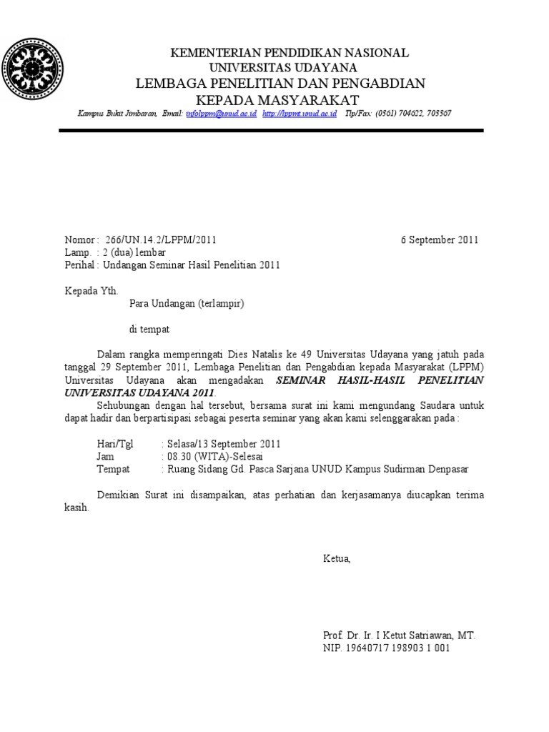 Surat Undangan Ke Peserta Seminar