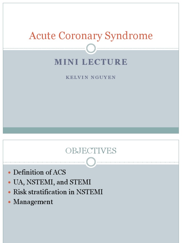 Acute Coronary Syndrome Overview | PDF