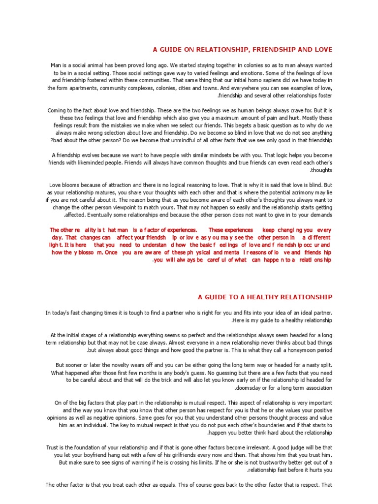A Guide On Relationship | PDF | Romance (Love) | Love