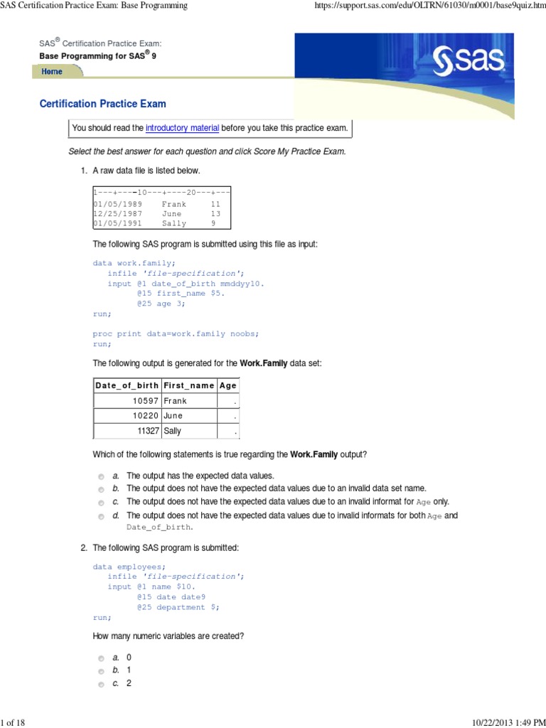 sas assignments for practice