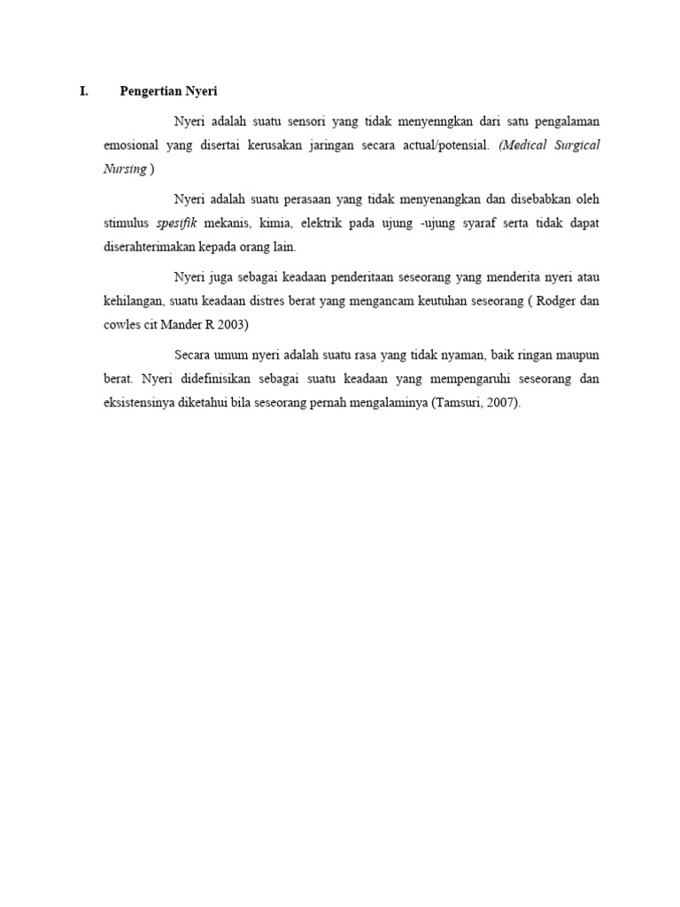 Pengertian Nyeri