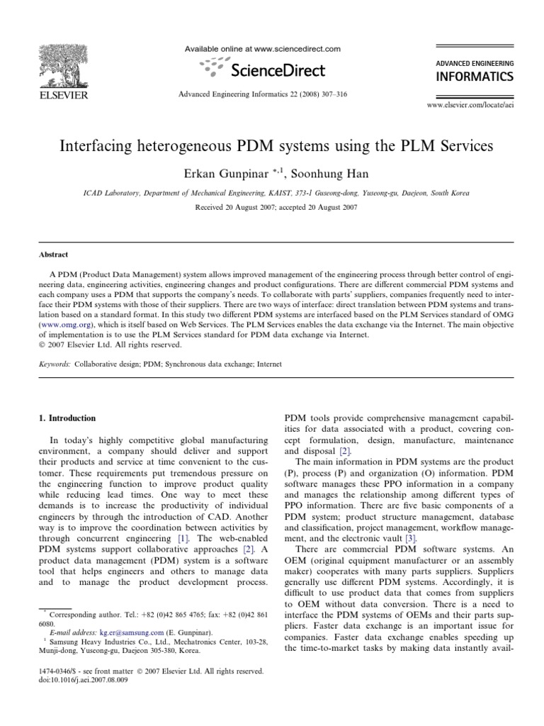 Pdm And Plm Intergration Pdf Product Lifecycle Object Management