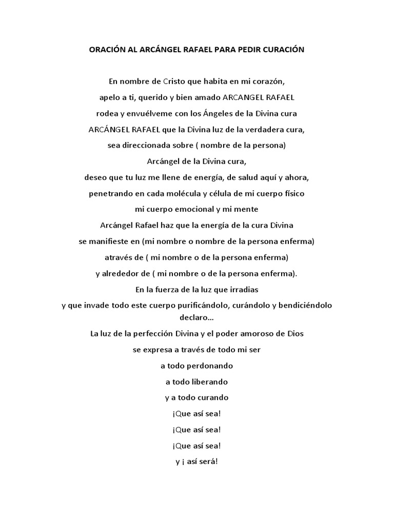 Oración al Arcángel Rafael para Curación | PDF | Oración | Religión y ...