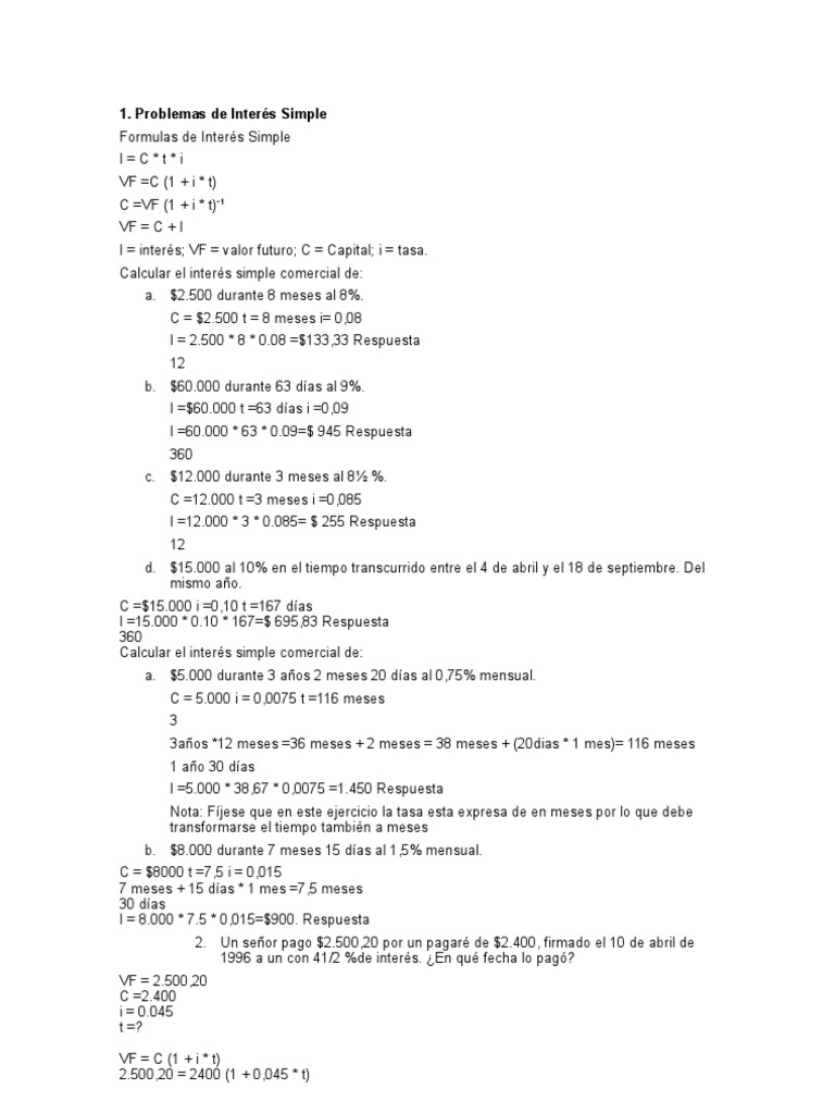 Ejercicios Resueltos de Matemáticas Financieras | PDF | Amortización ...