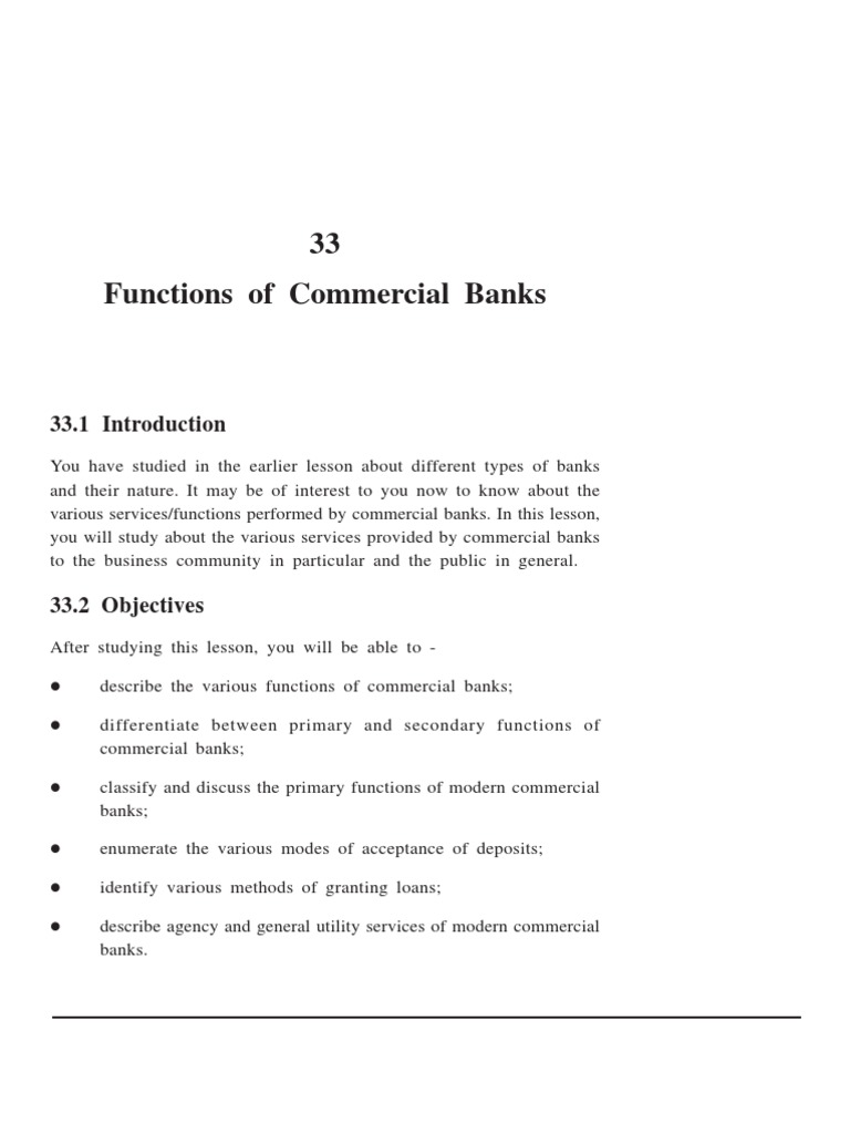 Explain Primary Functions Of Commercial Banks