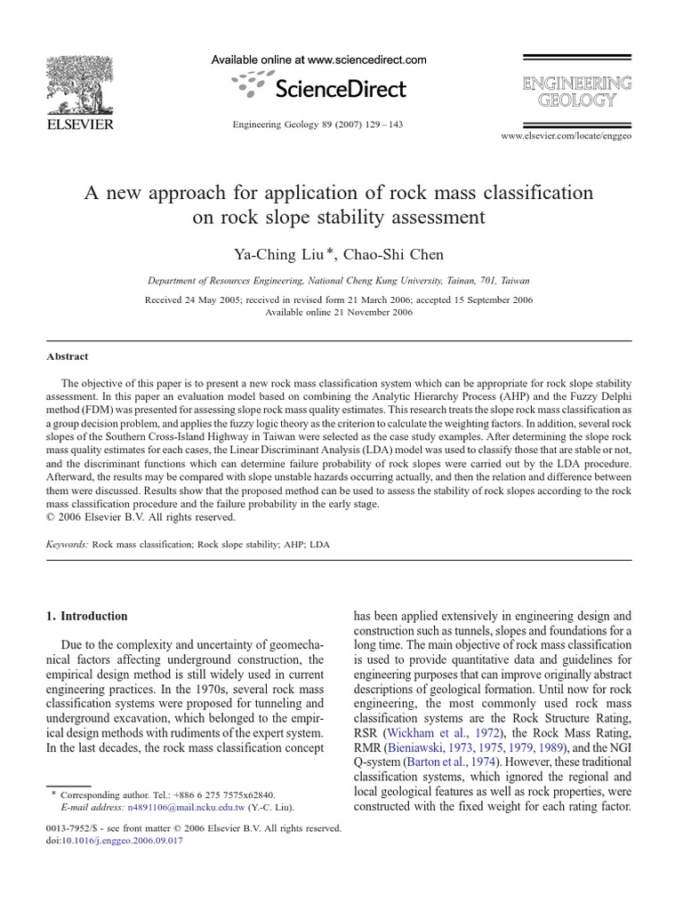 A New Approach For Application of Rock Mass Classification | PDF ...
