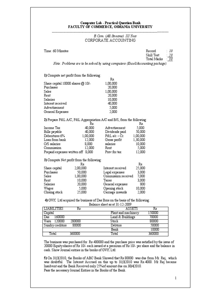 QBIII Balance Sheet Expense